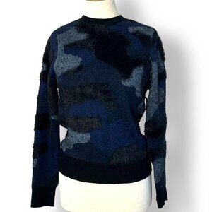 NWT Anatomie Wylie Crewneck Navy Royal Blue Camo Sweater Size XS Long Sleeve